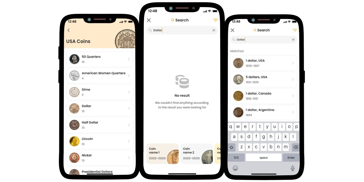 A close-up of the Coin ID Scanner app.