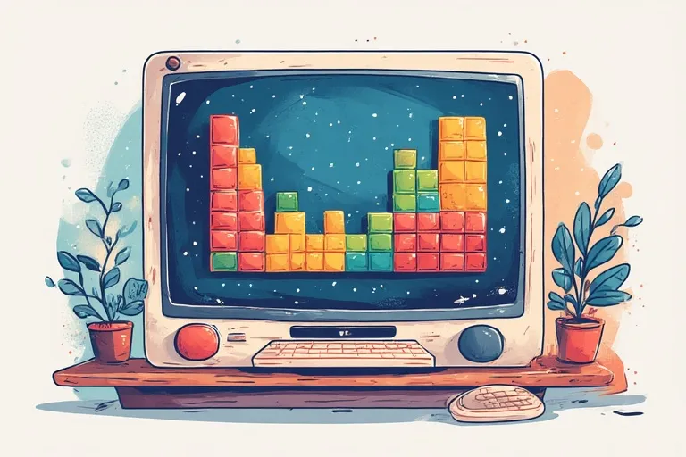 Tetris game on the screen